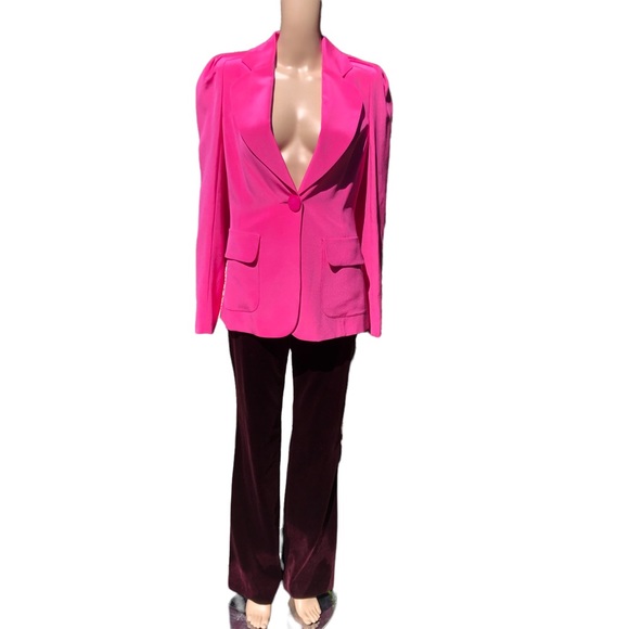 Jean Louis Scherrer bright pink blazer jacket with shoulder detailing Sz 4 - Picture 10 of 13